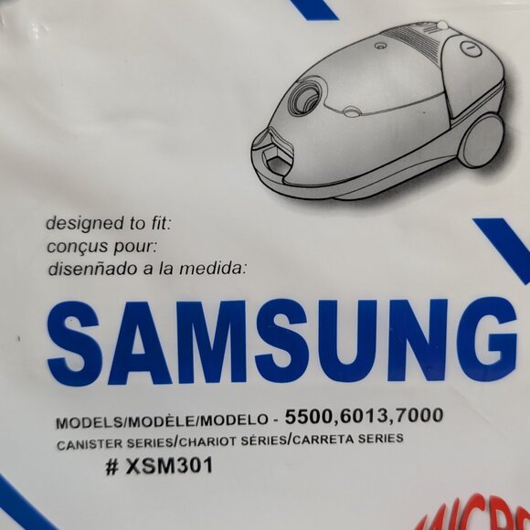 SAMSUNG XSM301 VACUUM BAGS FOR MODELS 5500 6013 7000 MICRO FILTRATION NEW NIP 5 - Picture 3 of 12
